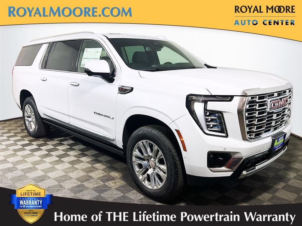 2026 GMC Yukon XL Denali in Glacier White Tricoat — front three-quarter view