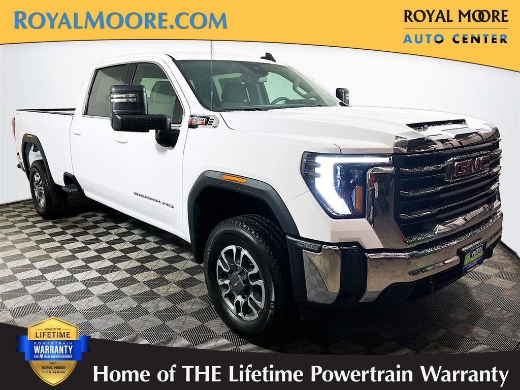 2026 GMC Sierra 3500 HD SLE in Summit White — front three-quarter view
