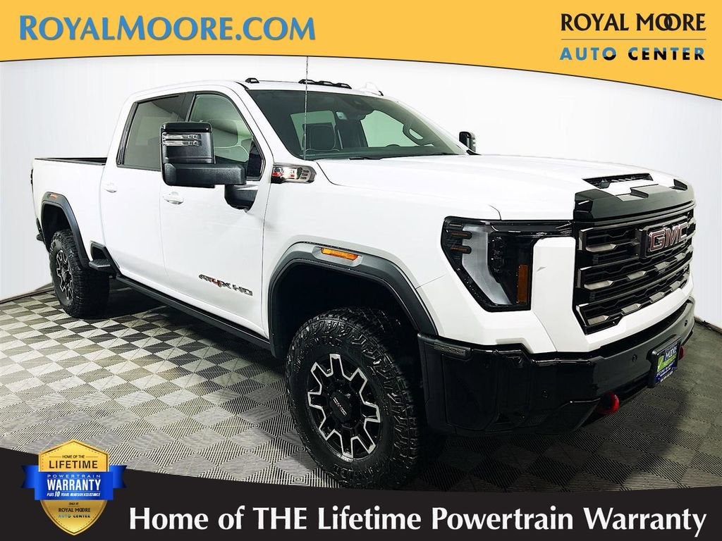 2026 GMC Sierra 2500 HD AT4X in Summit White — front three-quarter view