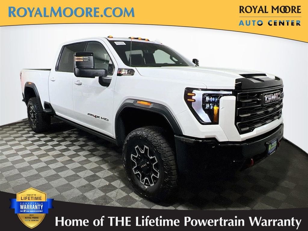 2026 GMC Sierra 2500 HD AT4X in Summit White — front three-quarter view