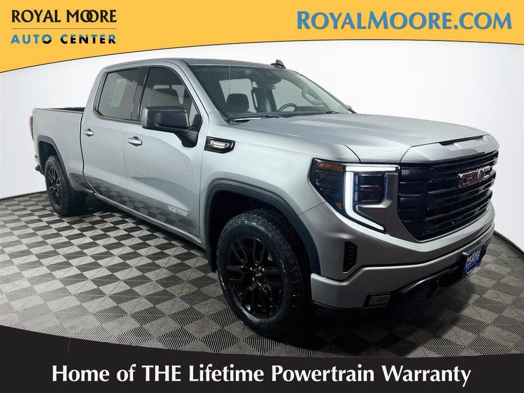 2025 GMC Sierra 1500 Elevation in Sterling Metallic — front three-quarter view