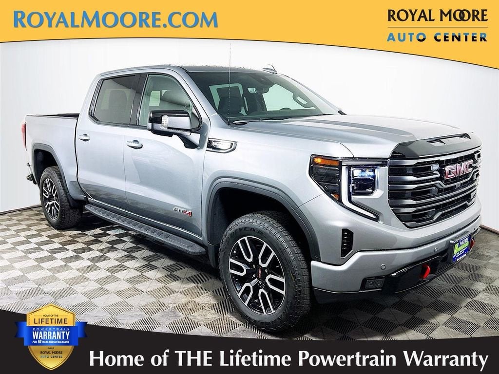 2026 GMC Sierra 1500 AT4 in Sterling Metallic — front three-quarter view