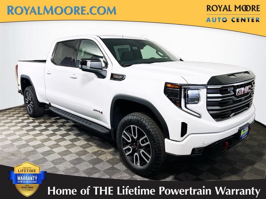 2026 GMC Sierra 1500 AT4 in Summit White — front three-quarter view