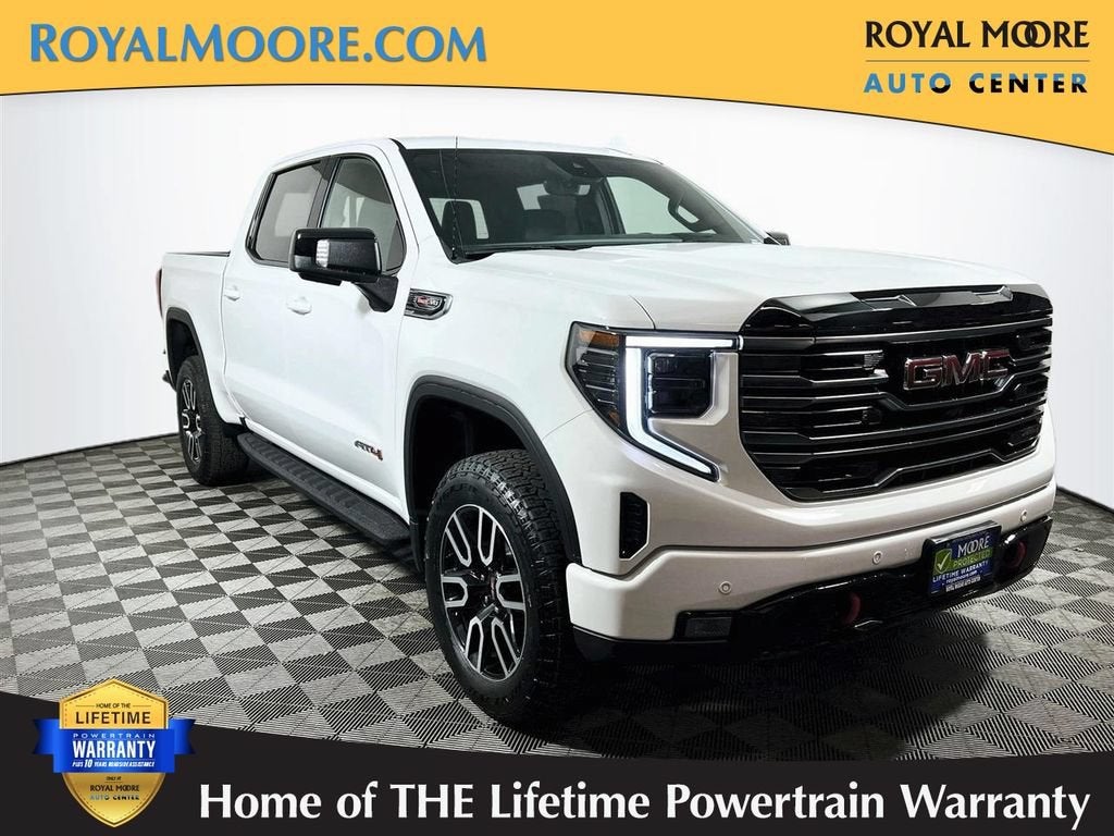 2026 GMC Sierra 1500 AT4 in Summit White — front three-quarter view
