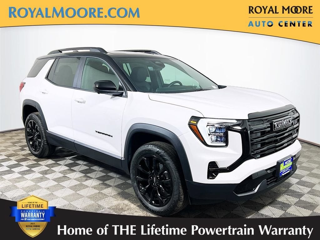2026 GMC Terrain Elevation in Summit White — front three-quarter view