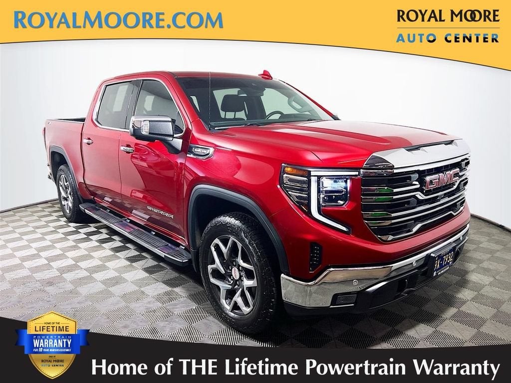 2023 GMC Sierra 1500 SLT in Volcanic Red Tintcoat — front three-quarter view