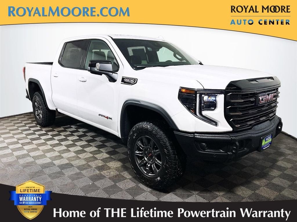 2026 GMC Sierra 1500 AT4X in Summit White — front three-quarter view
