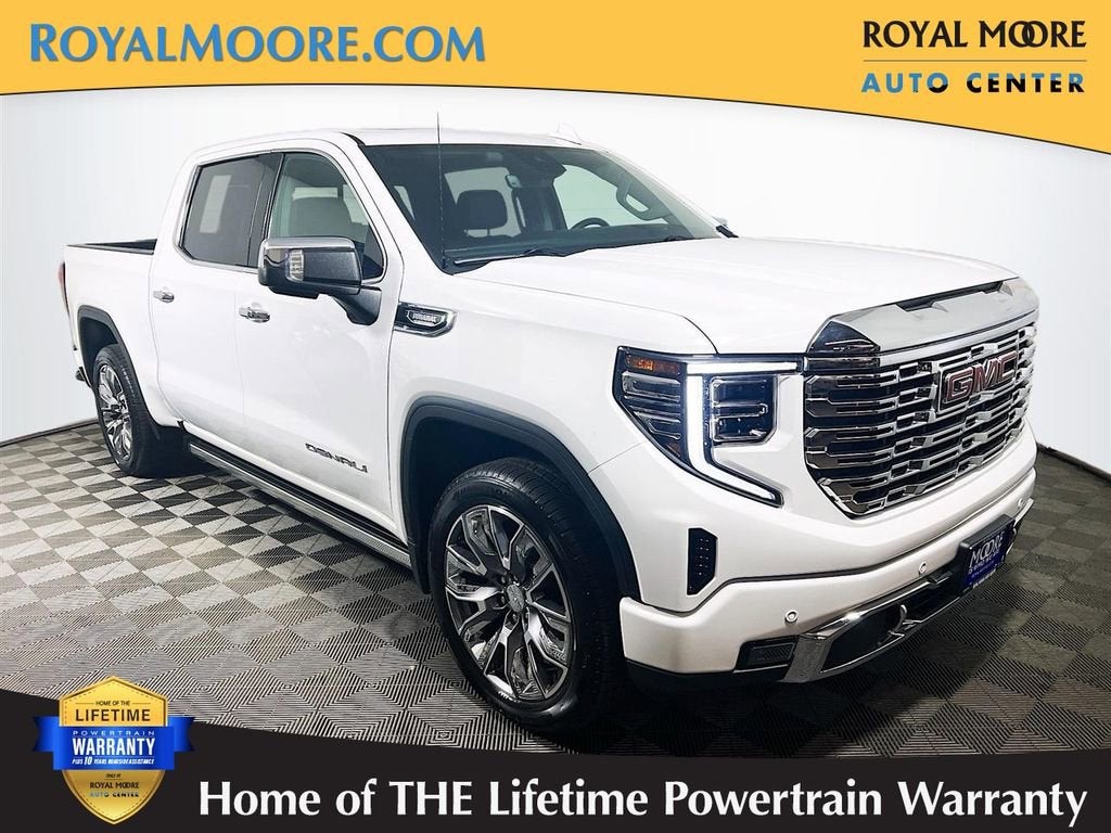 2023 GMC Sierra 1500 Denali in Summit White — front three-quarter view