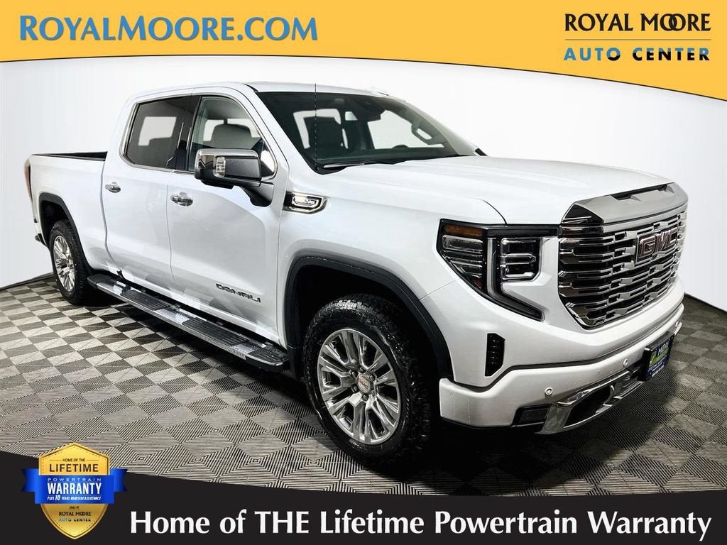 2026 GMC Sierra 1500 Denali in Glacier White Tricoat — front three-quarter view