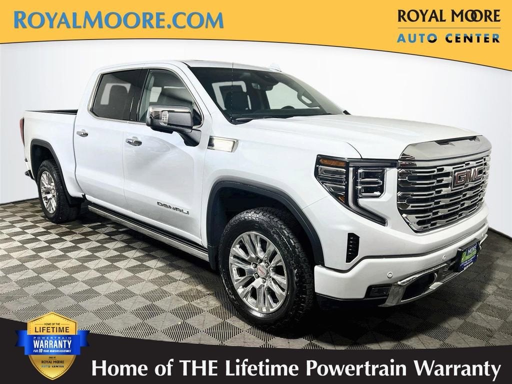 2026 GMC Sierra 1500 Denali in Glacier White Tricoat — front three-quarter view