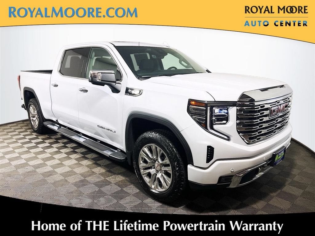 2026 GMC Sierra 1500 Denali in Glacier White Tricoat — front three-quarter view