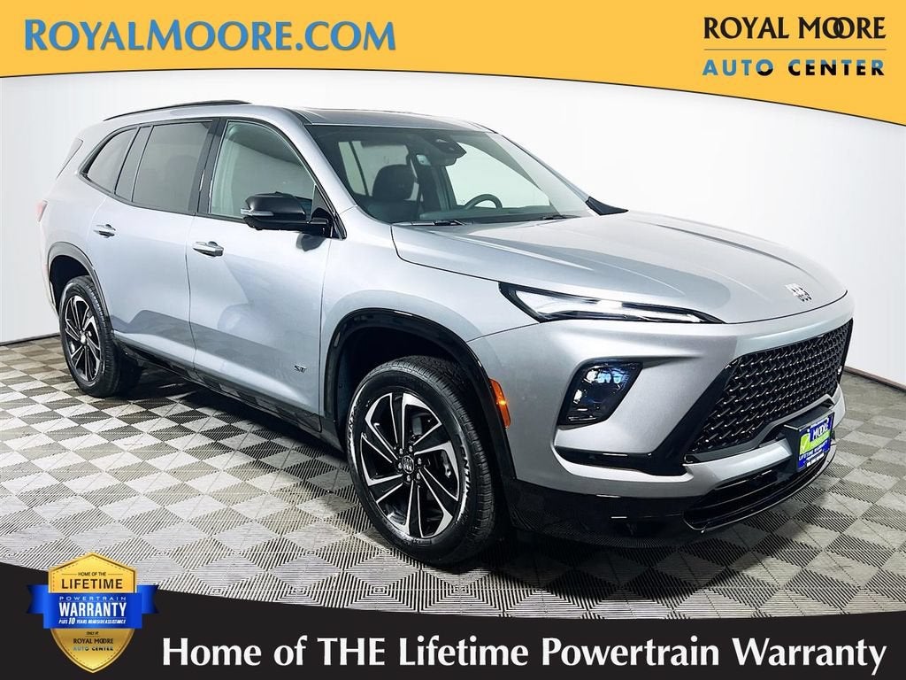 2026 Buick Enclave Sport Touring in Moonstone Gray Metallic — front three-quarter view