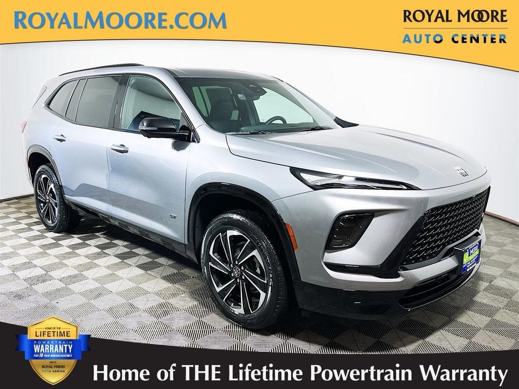 2026 Buick Enclave Sport Touring in Moonstone Gray Metallic — front three-quarter view