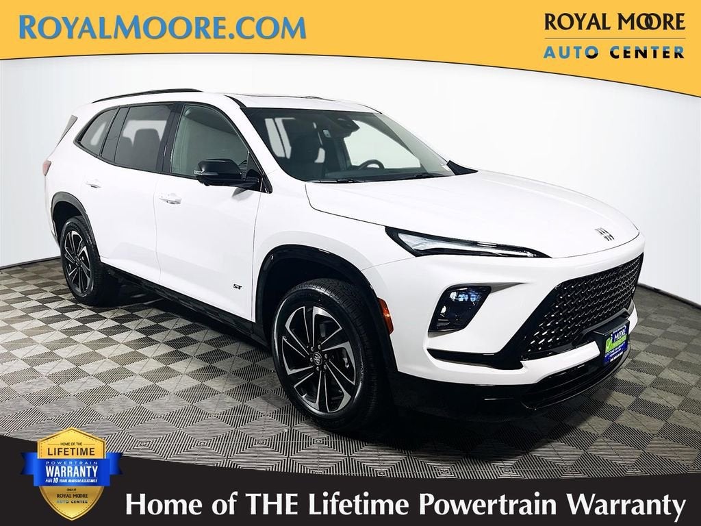 2026 Buick Enclave Sport Touring in Summit White — front three-quarter view