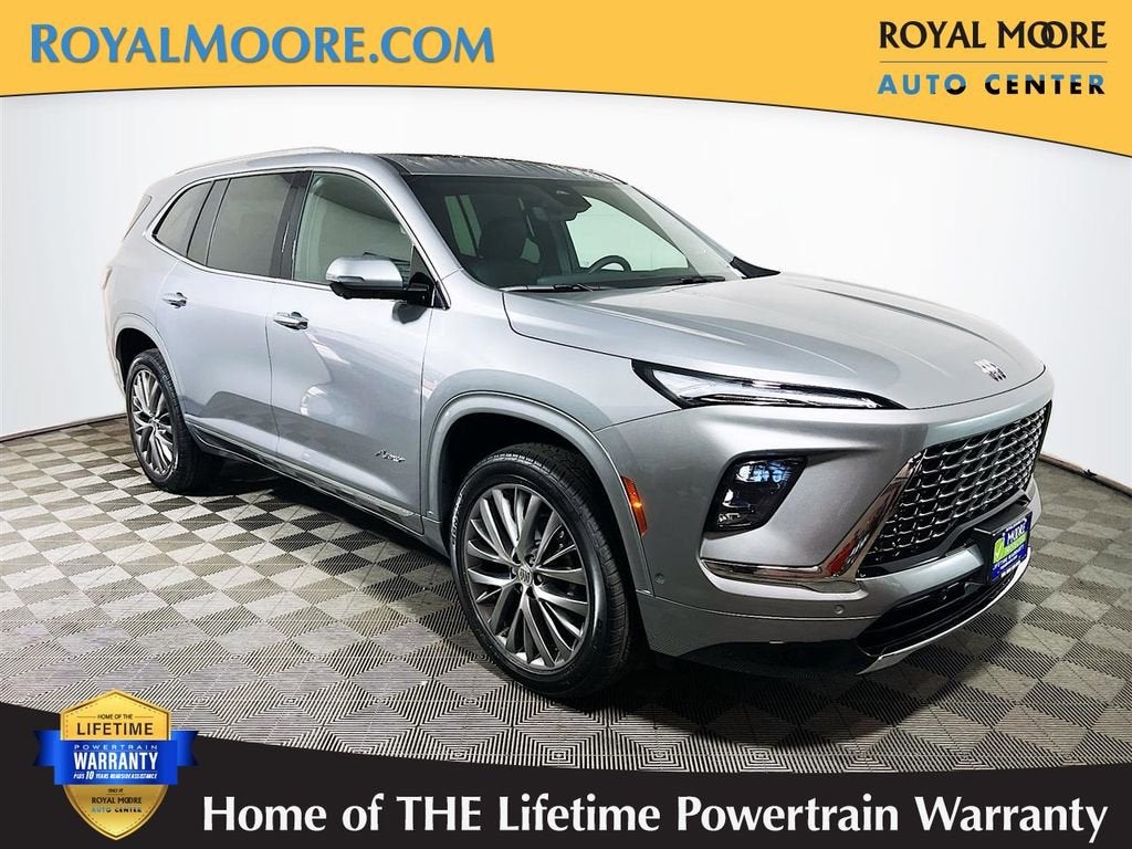 2026 Buick Enclave Avenir in Moonstone Gray Metallic — front three-quarter view
