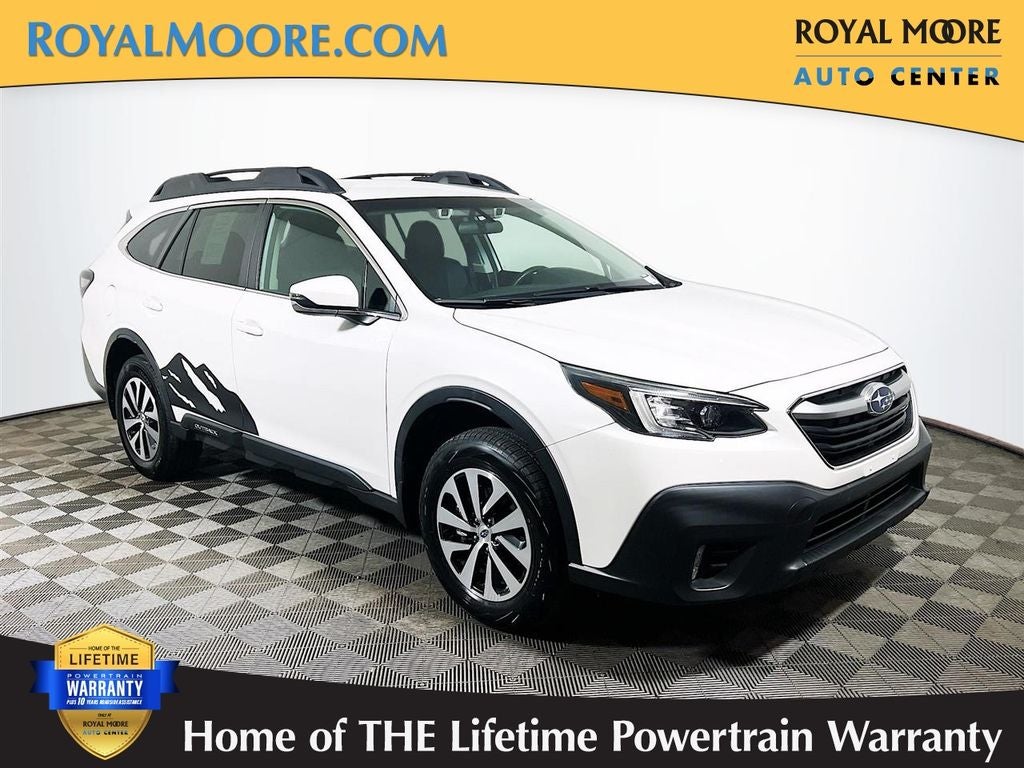 2022 Subaru Outback Premium in Crystal White Pearl — front three-quarter view