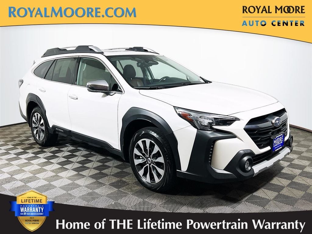 2024 Subaru Outback Touring XT in Crystal White Pearl — front three-quarter view