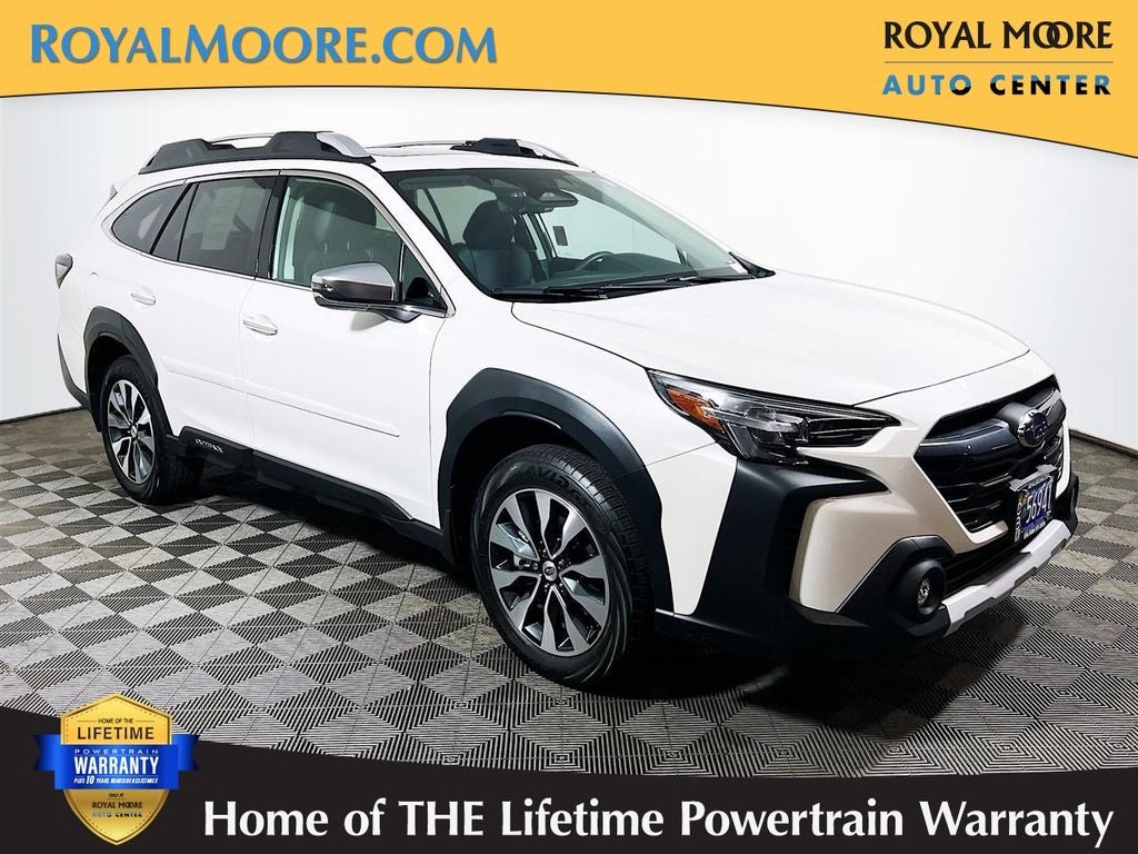 2024 Subaru Outback Touring XT in Crystal White Pearl — front three-quarter view