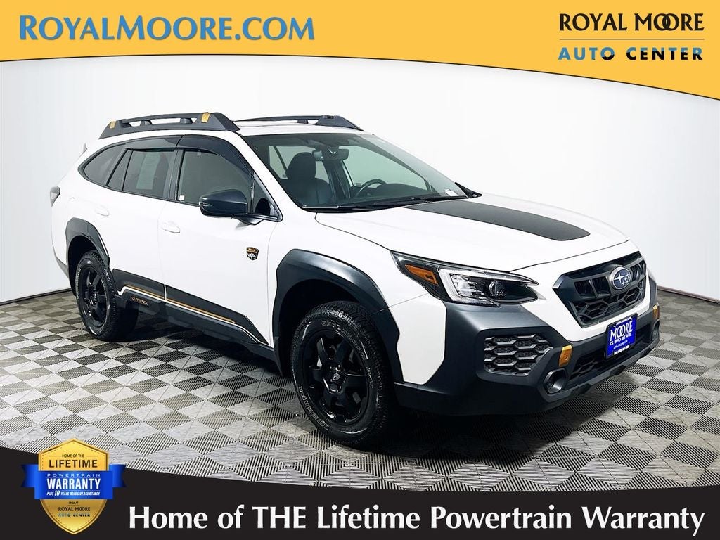 2024 Subaru Outback Wilderness in Crystal White Pearl — front three-quarter view