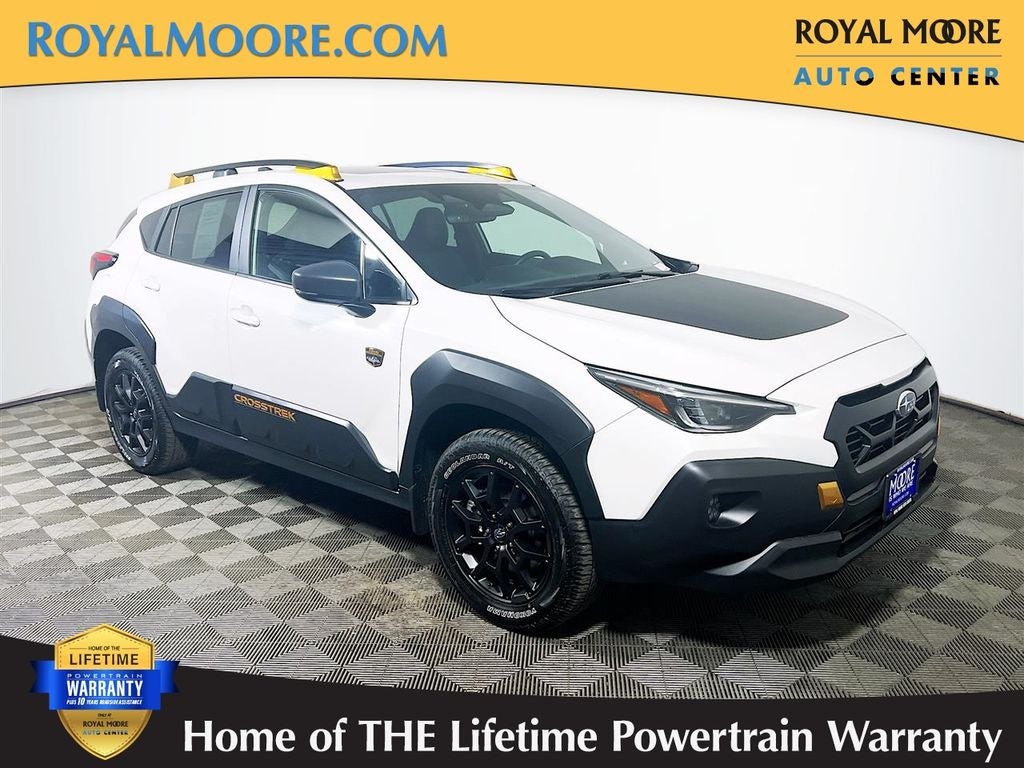 2025 Subaru Crosstrek Wilderness in Crystal White Pearl — front three-quarter view
