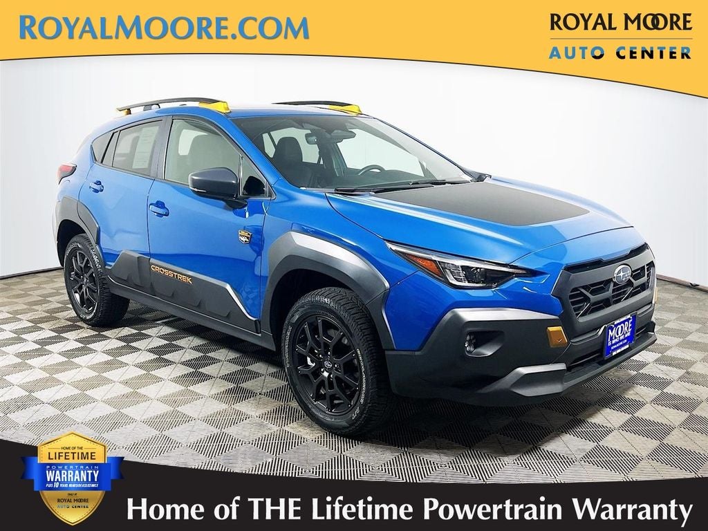 2024 Subaru Crosstrek Wilderness in Geyser Blue Pearl — front three-quarter view