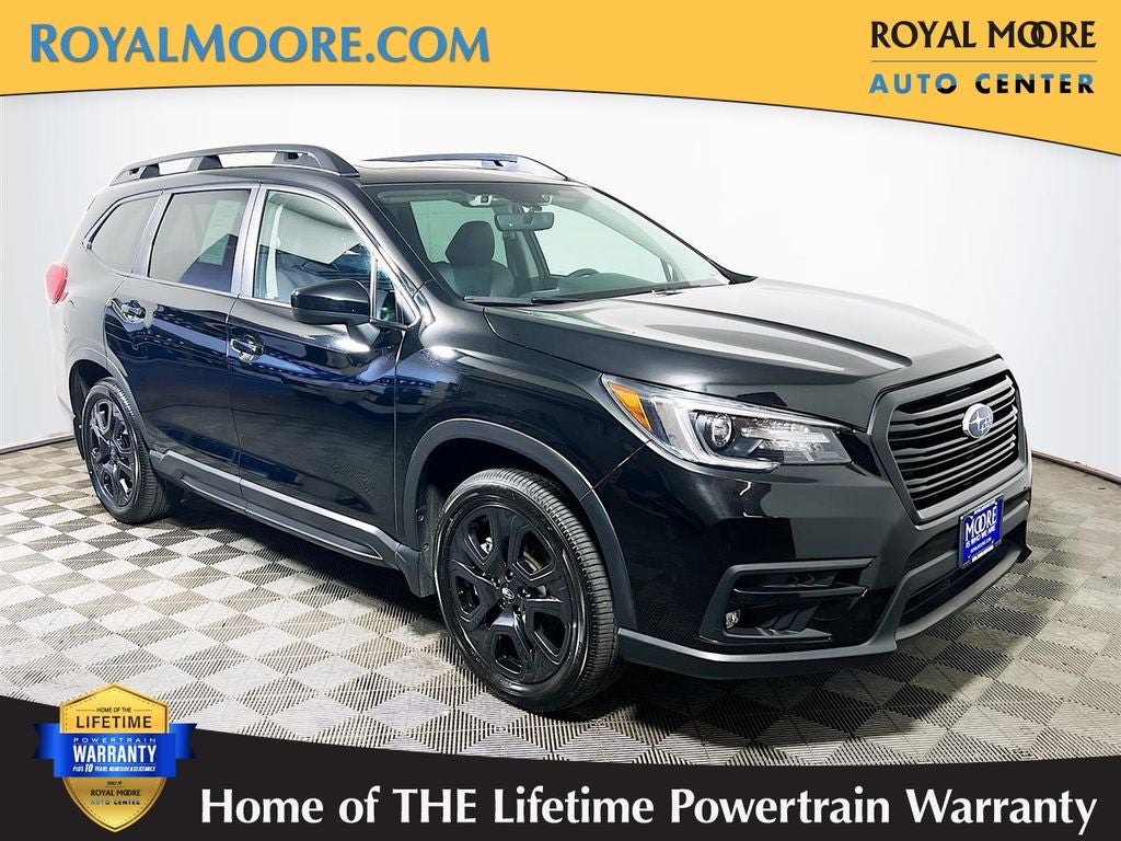 2022 Subaru Ascent Onyx Edition in Crystal Black Silica — front three-quarter view