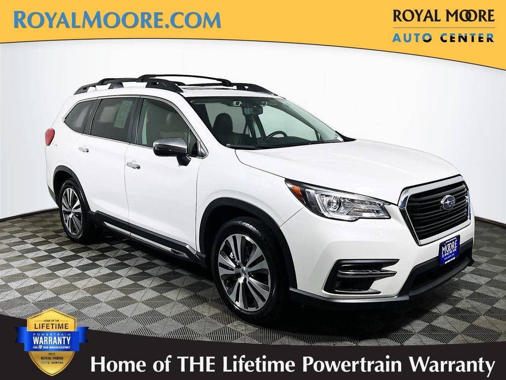 2022 Subaru Ascent Touring in Crystal White Pearl — front three-quarter view