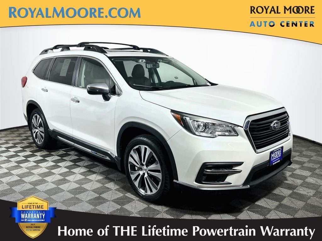 2020 Subaru Ascent Touring in Crystal White Pearl — front three-quarter view