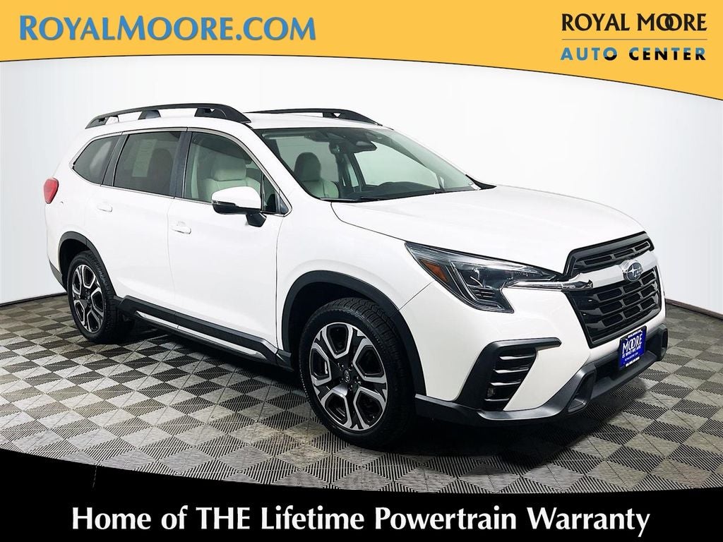 2023 Subaru Ascent Limited in Crystal White Pearl — front three-quarter view
