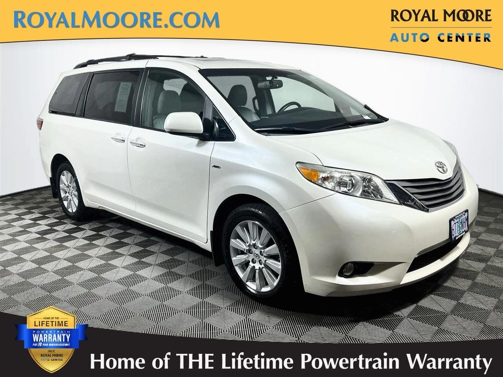 2017 Toyota Sienna XLE 7 Passenger in Blizzard Pearl — front three-quarter view