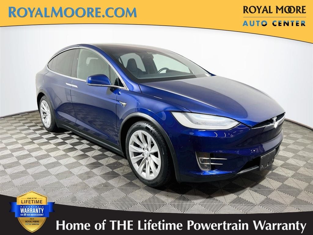 2018 Tesla Model X 75D in Deep Blue Metallic — front three-quarter view
