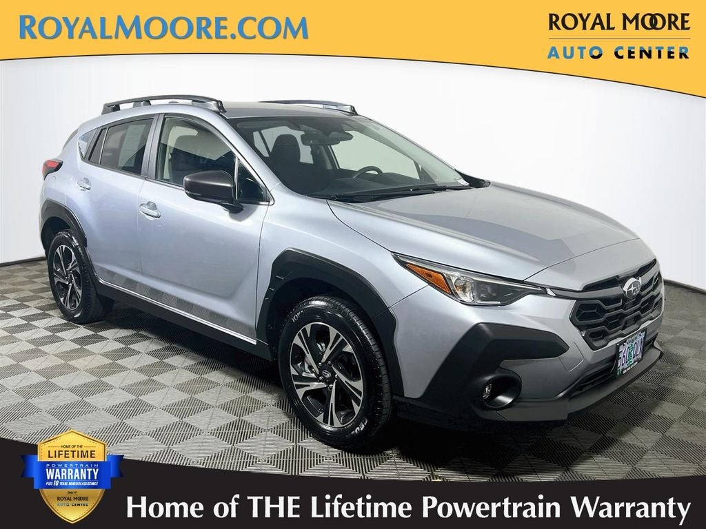 2025 Subaru Crosstrek Premium in Ice Silver Metallic — front three-quarter view