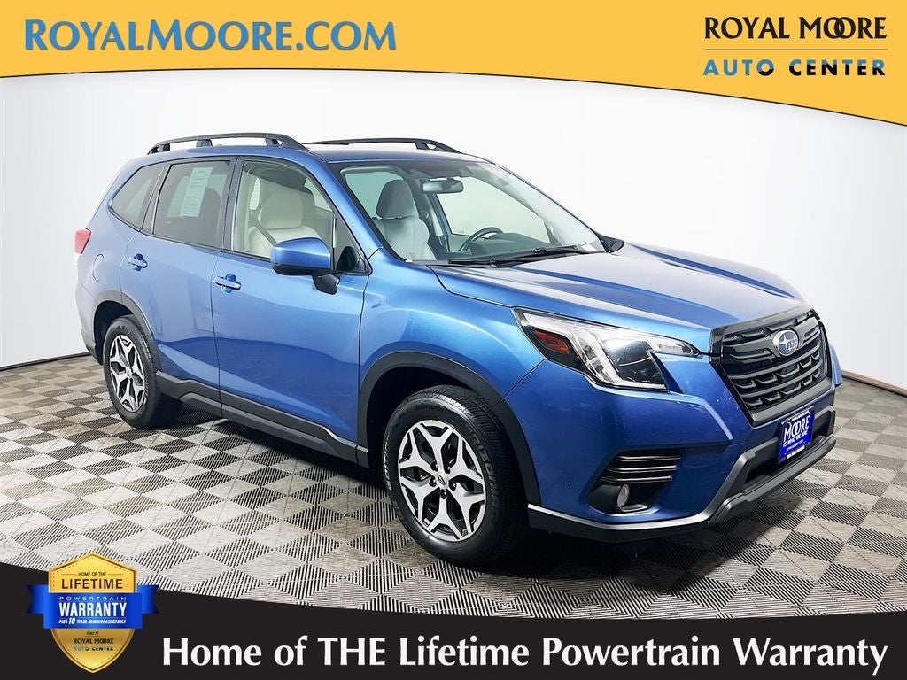 2023 Subaru Forester Premium in Horizon Blue Pearl — front three-quarter view