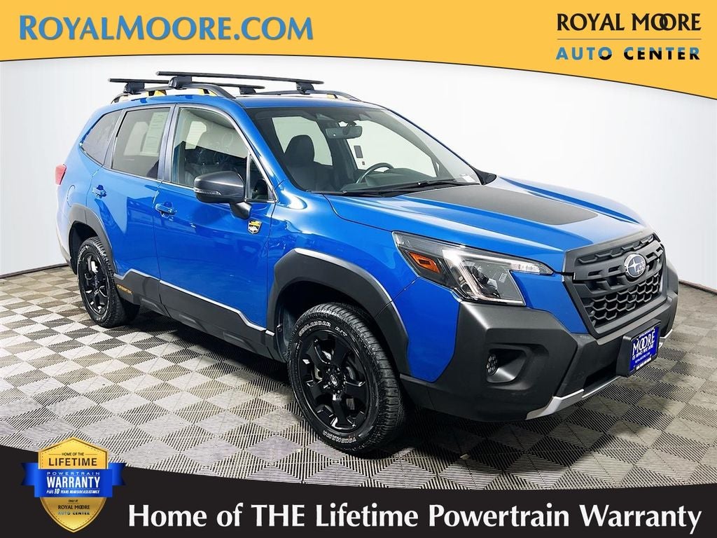 2024 Subaru Forester Wilderness in Geyser Blue — front three-quarter view