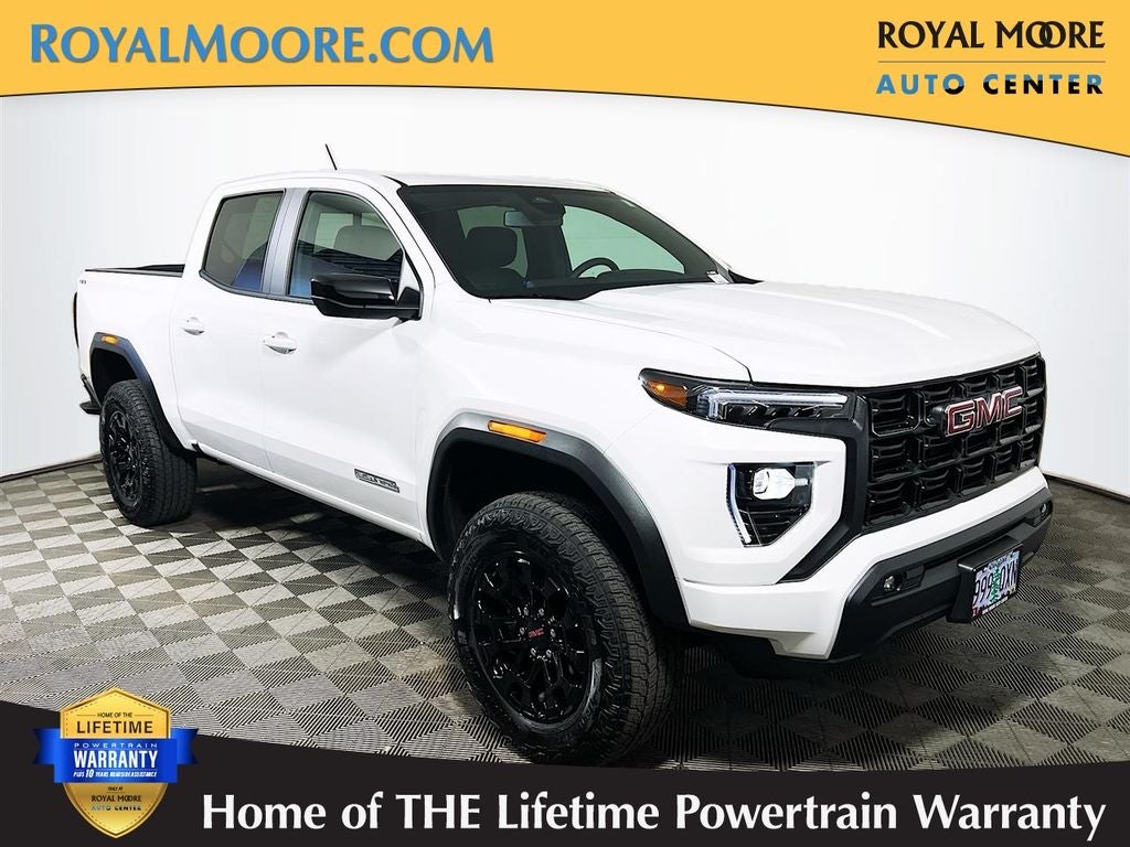 2026 GMC Canyon Elevation in Summit White — front three-quarter view