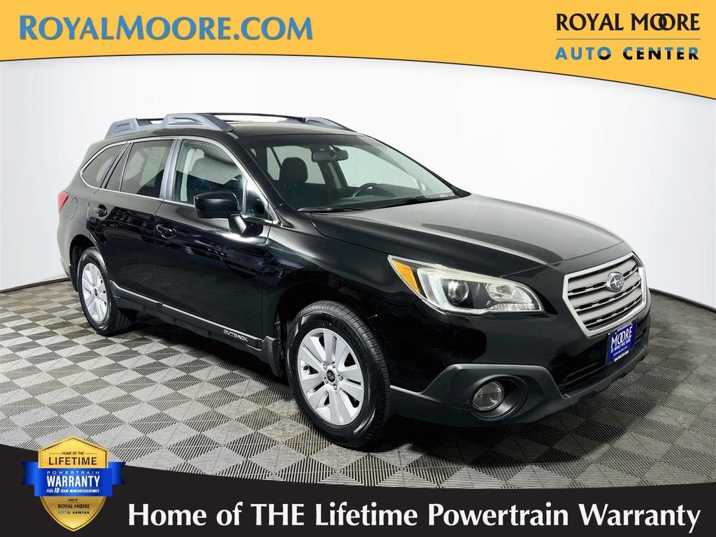 2016 Subaru Outback 2.5i Premium in Crystal Black Silica — front three-quarter view
