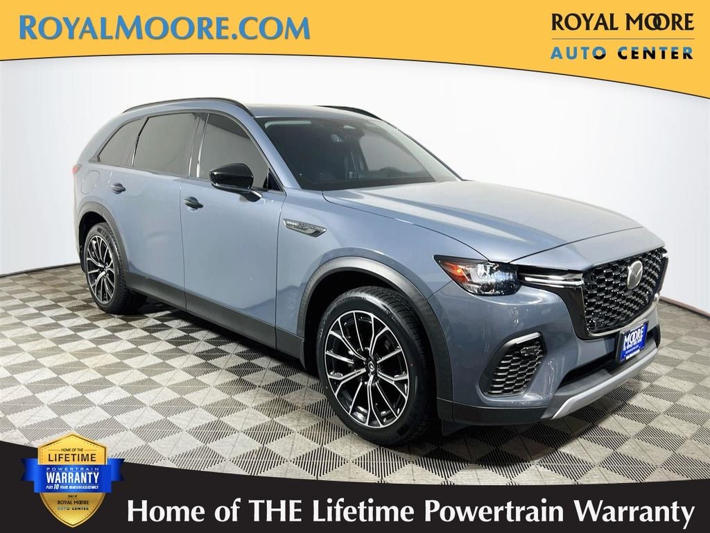 2025 Mazda Mazda CX-70 PHEV Premium in Polymetal Gray Metallic — front three-quarter view