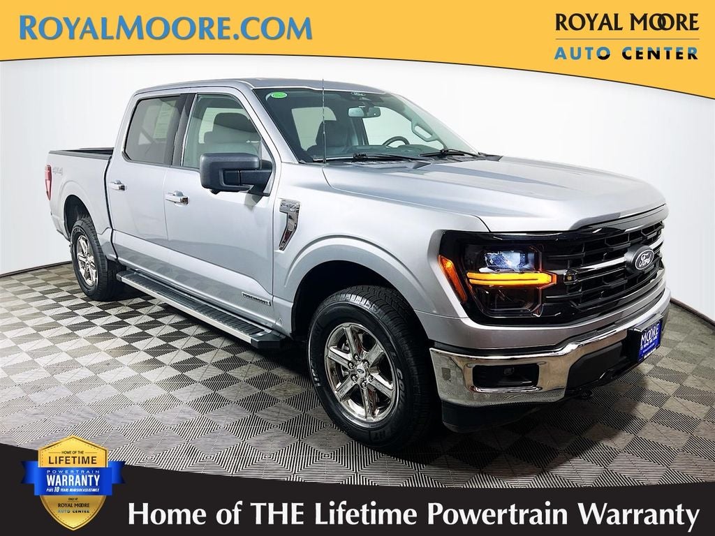 2024 Ford F-150 XLT in Silver Metallic — front three-quarter view
