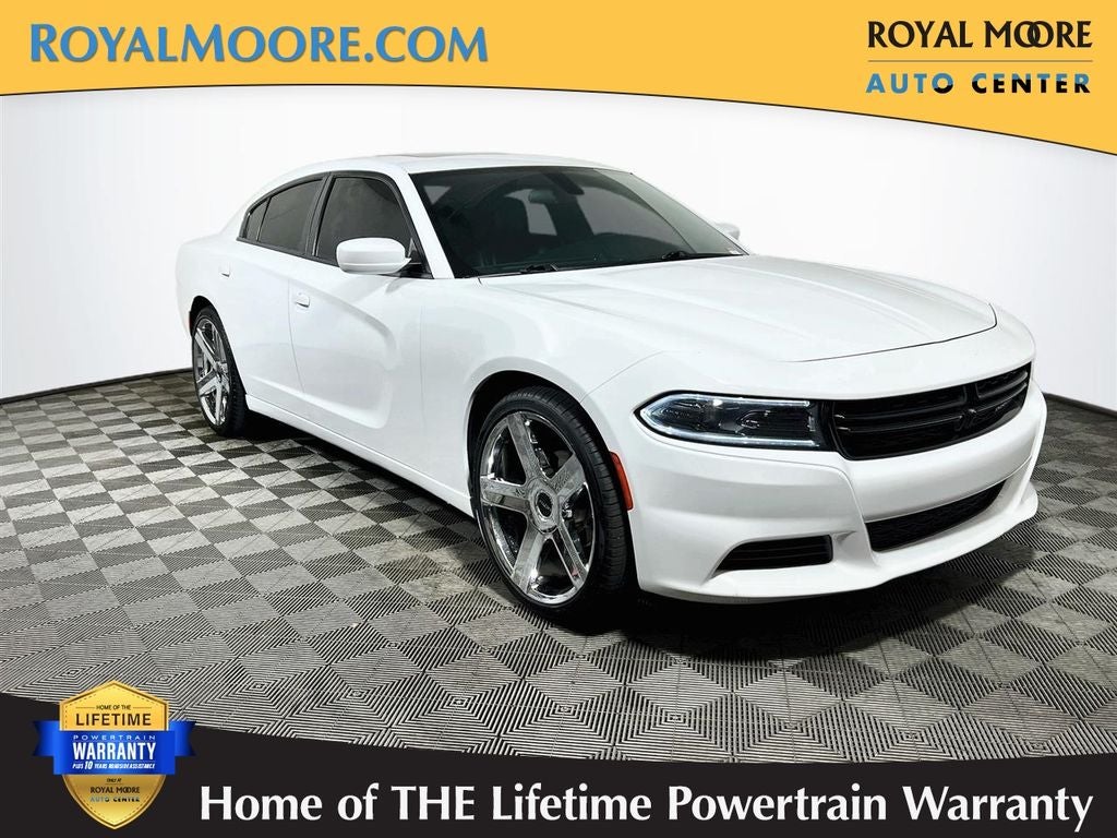 2022 Dodge Charger SXT in White Knuckle Clearcoat — front three-quarter view