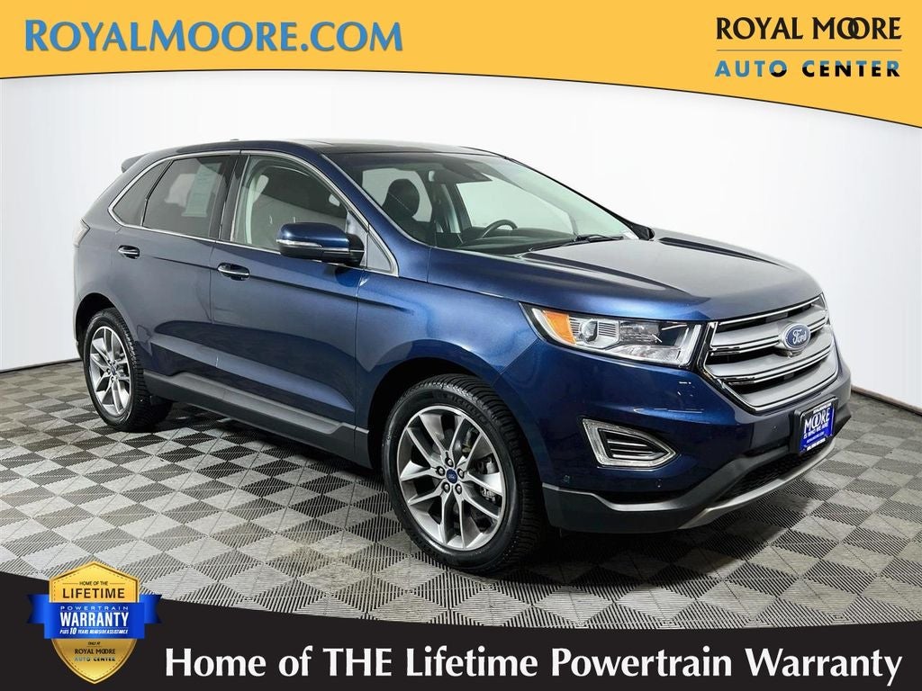 2017 Ford Edge Titanium in Blue — front three-quarter view