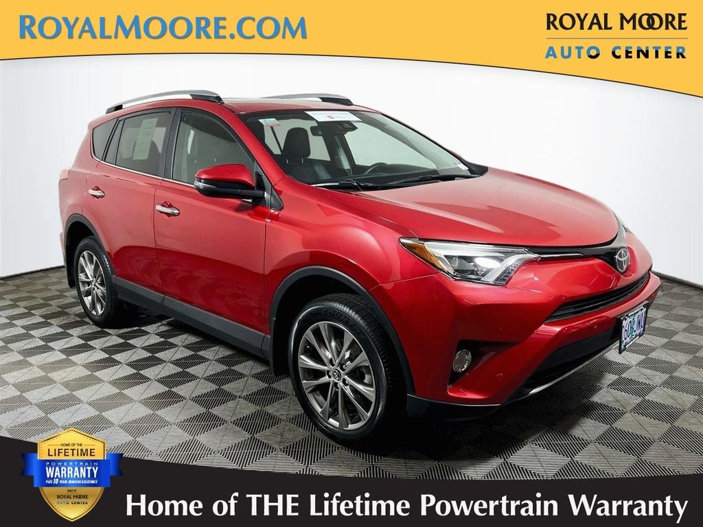2017 Toyota RAV4 Limited in Barcelona Red Metallic — front three-quarter view
