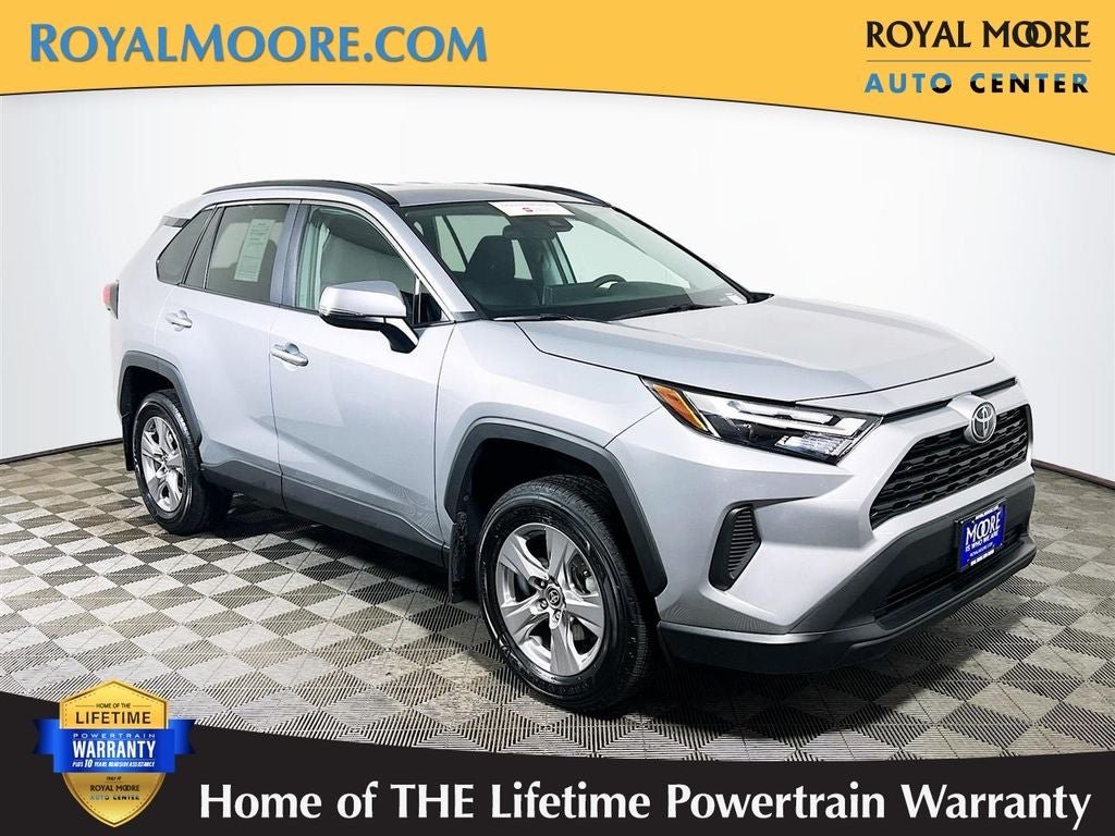 2025 Toyota RAV4 XLE in Silver Sky Metallic — front three-quarter view