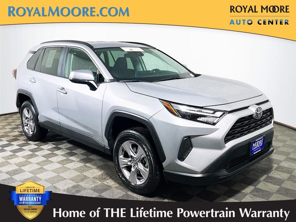 2025 Toyota RAV4 XLE in Silver Sky Metallic — front three-quarter view