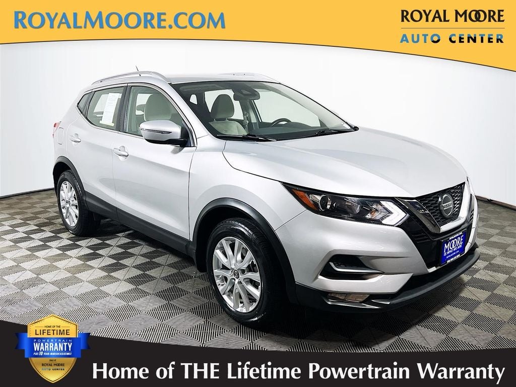 2021 Nissan Rogue Sport SV in Brilliant Silver Metallic — front three-quarter view
