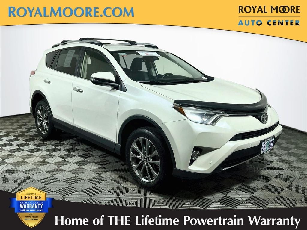 2017 Toyota RAV4 Limited in Blizzard Pearl — front three-quarter view