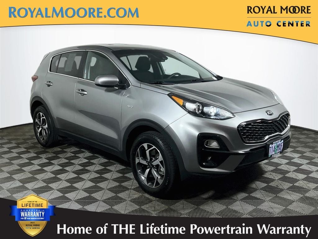 2021 Kia Sportage LX in Steel Gray — front three-quarter view